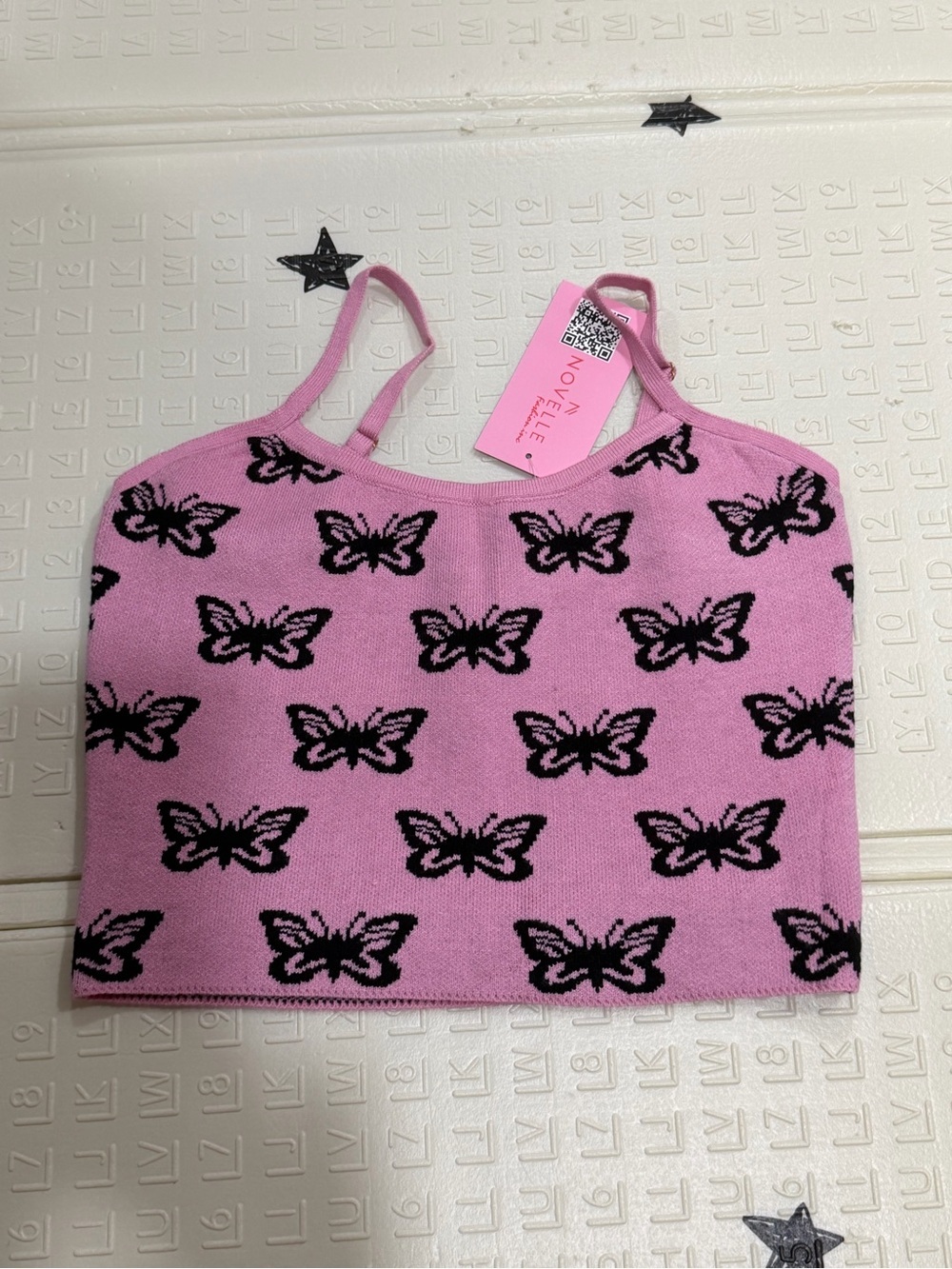 Noelle Pink & Black Patterned Knit Tank
